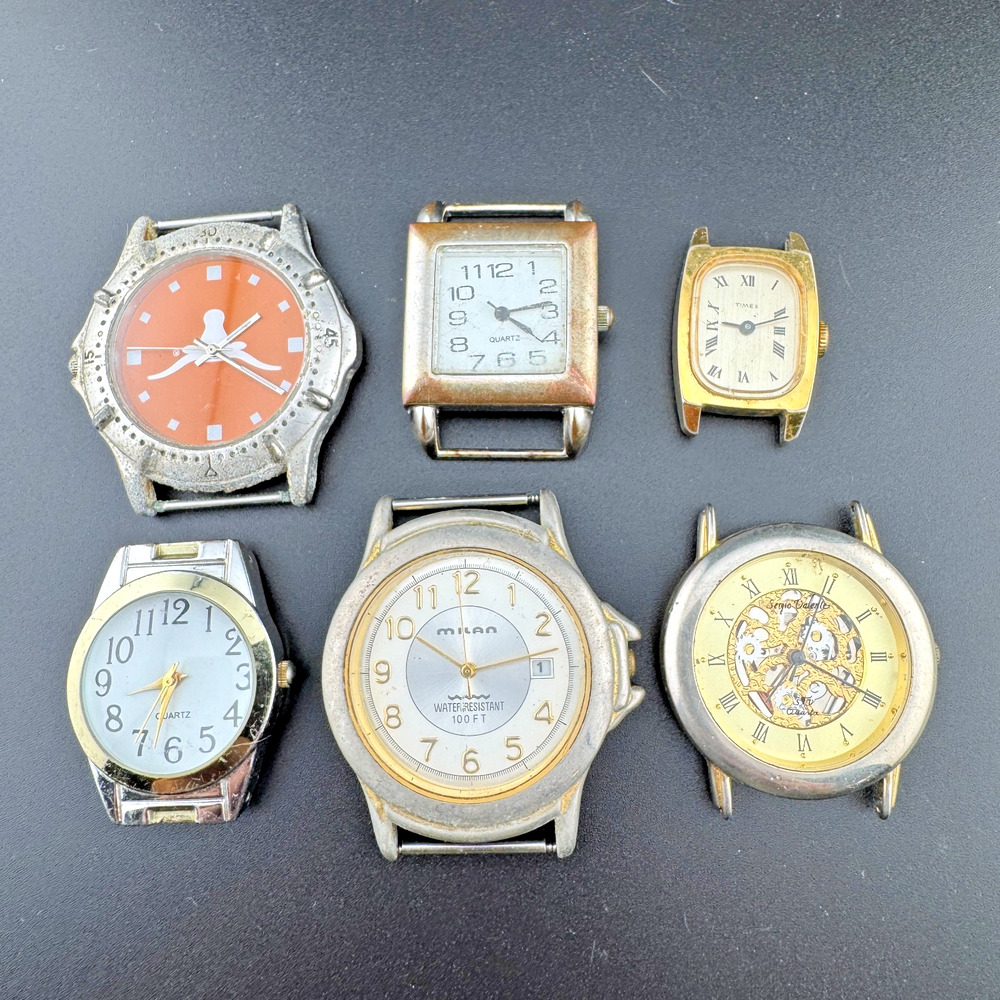 Vintage Watch Heads Lot of 6 Timex Milan No Bands Parts